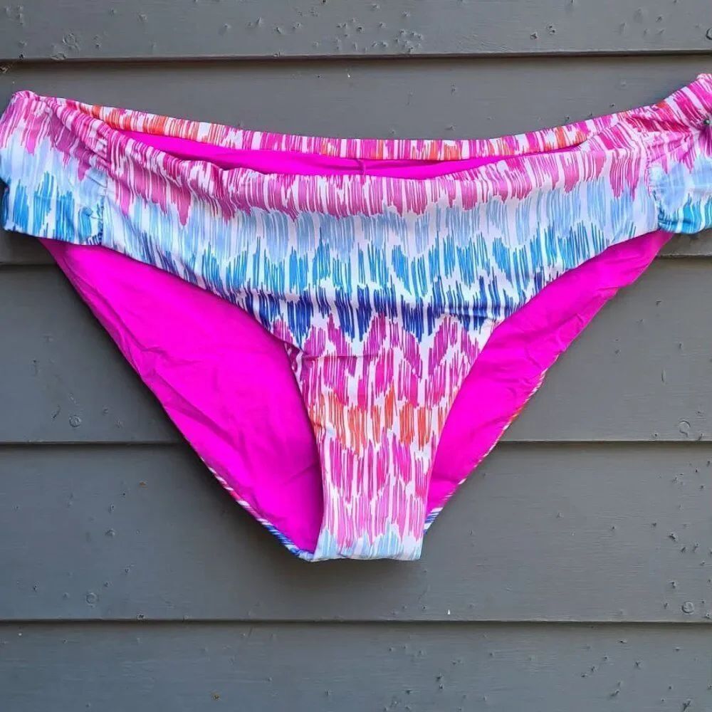 BECCA Pink Blue White Bikini Bottoms size 2X (20-22) NWT!